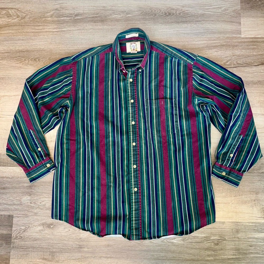 VTG Sears Roebuck & Co. Retro Striped Button Down Pocket Shirt Single Needle